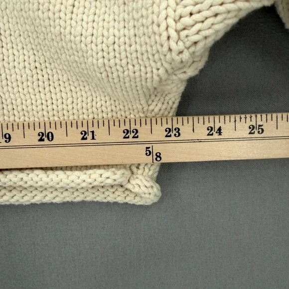 ZARA Cropped Polo Sweater Women Small Cream Relaxed Balloon Sleeve Casual Collar - Picture 4 of 15